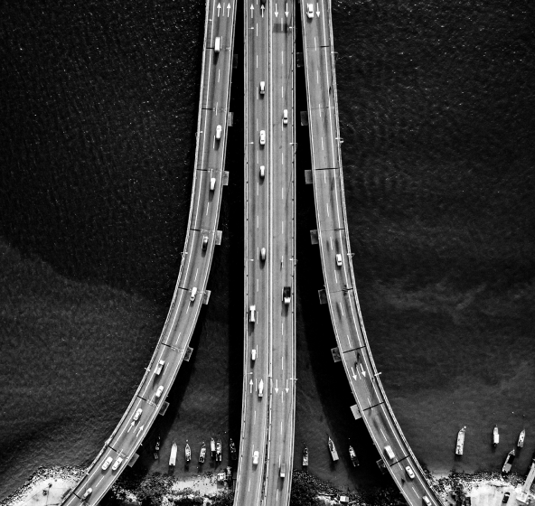 Roads converging